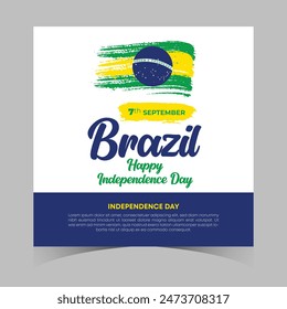 Brazil Independence Day 7 September. Independence Day Web Banner Background With Brazil Flag. Happy Brazil National Holiday Freedom Day Template For Brochure, Cover, Poster, Header, Invitation Card