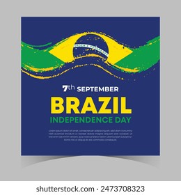 Tag der Unabhängigkeit Brasiliens am 7. September. Unabhängigkeitstag Web Banner Hintergrund mit Brasilien-Flagge. Happy Brazil National Festliche Musik Freedom Day Vorlage für Broschüre, Cover, Poster, Kopfzeile, Einladungskarte