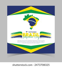 Día de la Independencia de Brasil 7 de setiembre. Fondo De Anuncio De Web Del Día De La Independencia Con Bandera De Brasil. Feliz Día Nacional De La Libertad De Festiva De Brasil Plantilla Para Folleto, Portada, Afiche, Encabezado, Tarjeta De Invitación