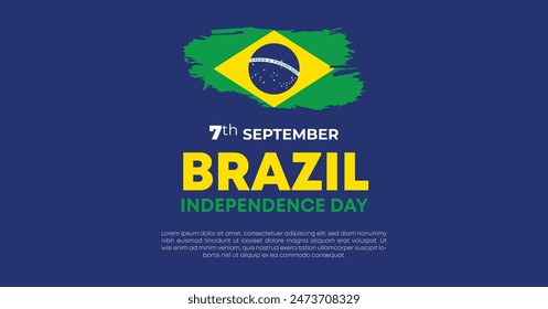 Brazil Independence Day 7 September. Independence Day Web Banner Background With Brazil Flag. Happy Brazil National Holiday Freedom Day Template For Brochure, Cover, Poster, Header, Invitation Card