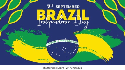 Brazil Independence Day 7 September. Independence Day Web Banner Background With Brazil Flag. Happy Brazil National Holiday Freedom Day Template For Brochure, Cover, Poster, Header, Invitation Card