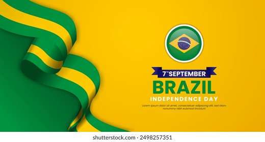 Brazil Independence Day 7 September Poster background with flag and ribbon vector illustration