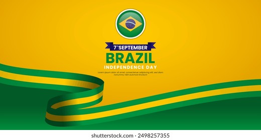 Brasil Día de la Independencia 7 de septiembre Fondo de cartel con Ilustración vectorial de bandera y cinta