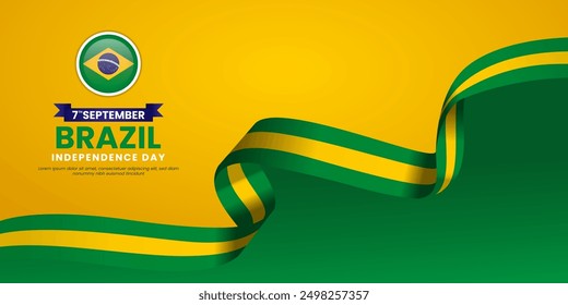 Brazil Independence Day 7 September Poster background with flag and ribbon vector illustration