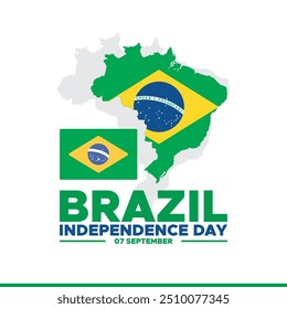 Dia da Independência do Brasil, 7 de setembro, Dia da Independência do Brasil realizado em 7 de setembro, cartão comemorativo, modelo pós-design em mídia social, dia da Independência do Brasil, stock ou ilustração vetorial.