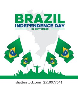 Brazil Independence day ,7 September, Brazil Independence day held on 7 September, greeting card, social media post design template,Brazil Independence day stock or vector illustration.