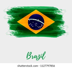 Brazil Independence day background. Abstract grunge brushed watercolor flag of Brazil. national holiday template background.