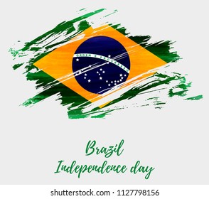 Brazil Independence day background. Abstract grunge brushed watercolor flag of Brazil. national holiday template background.