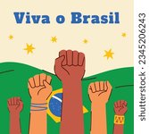 Brazil independence day background. Brazilian independence day celebration. September 7. Happy Independence Day of Brazil. vector illustration. Poster, Banner, greeting card. Waving Brazilian flag.