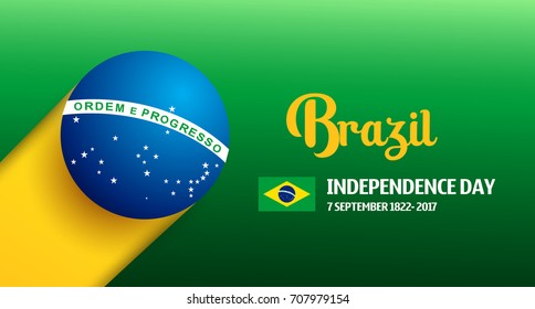 Brazil Independence Day Background in Brazlian Flag Color Concept. Celebration at 7 September 2017. Abstract Vector Illustration eps.10