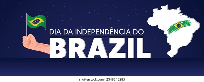 Brazil Independence Day Background Design. Translation : September 7th, Brazil Independence Day with Brazil political map