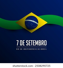 Diseño de fondo del Día de la Independencia de Brasil. Traducción: 7 de septiembre, Día de la Independencia de Brasil. Anuncio, cartel, tarjeta de felicitación. Ilustración vectorial.