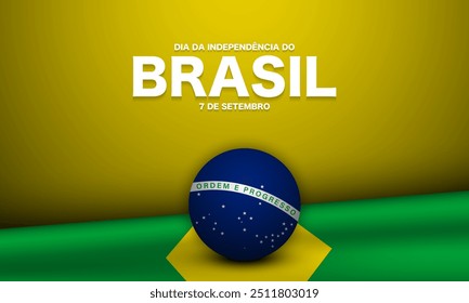 Dia da Independência do Brasil Tradução : 7 de setembro, Dia da Independência do Brasil. Banner, Poster, Cartão de Mensagens. Ilustração de vetor.