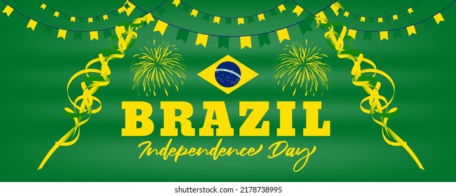 Brazil Independence day background  with Brazil flag-waving design illustration