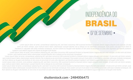 Brazil Independence Day Background.The inscription is written in Brazilian, translated September 7th, Brazil Independence Day, vector illustration