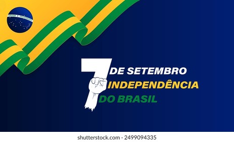 Brazil Independence Day Background.The inscription is written in Brazilian, translated September 7th, Brazil Independence Day, vector illustration