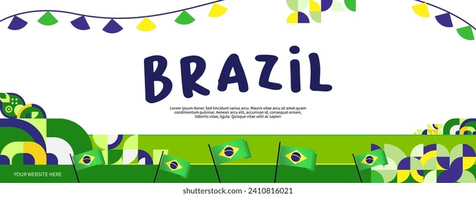 Brazil Independence day banner in colorful modern geometric style. Happy national independence day greeting card cover with typography. Vector illustration for national holiday celebration party