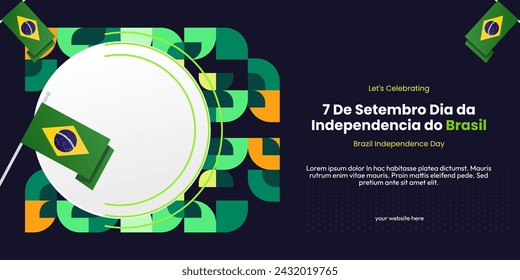 Brazil Independence Day banner in colorful modern geometric style. National Independence Day greeting card cover with typography. Vector illustration for national holiday celebration party