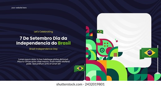 Brazil Independence Day banner in colorful modern geometric style. National Independence Day greeting card cover with typography. Vector illustration for national holiday celebration party