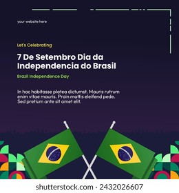 Brazil Independence Day banner in colorful modern geometric style. National Independence Day greeting card square banner with typography. Vector illustration for national holiday celebration party