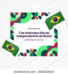 Brazil Independence Day banner in colorful modern geometric style. National Independence Day greeting card square banner with typography. Vector illustration for national holiday celebration party