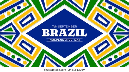 Brazil Independence Day, Celebrate annual in 7th September with symmetrical abstract geometric shape design