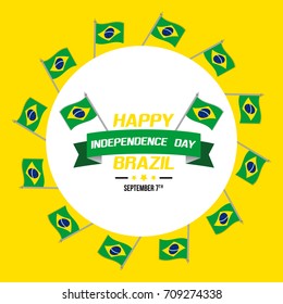 Brazil independence day celebration with brazil flag vector illustration for banner, backgrounds, patriotic designs and elements. 