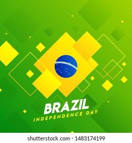 Brazil Independence Day celebration poster or template design decorated with abstract element in flag color.