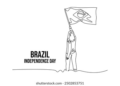 Brazil independence day concept. Single line draw design vector graphic illustration.