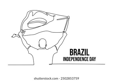 Brazil independence day concept. Single line draw design vector graphic illustration.