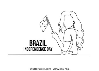 Brazil independence day concept. Single line draw design vector graphic illustration.