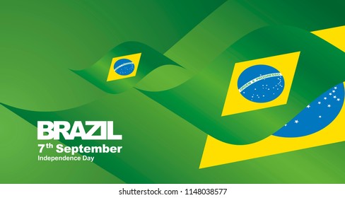 Brazil Independence Day flag ribbon landscape background