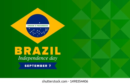Brazil Independence Day. Happy national holiday. Freedom day. Celebrate annual in September 7. Brazil flag. Patriotic brazilian design. Poster, card, banner, template, background. Vector illustration