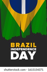 Brazil Independence Day. Happy national holiday. Freedom day. Celebrate annual in September 7. Brazil flag. Patriotic brazilian design. Poster, card, banner, template, background. Vector illustration