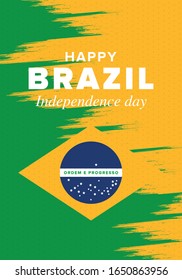 Brazil Independence Day. Happy national holiday. Freedom day. Celebrate annual in September 7. Brazil flag. Patriotic brazilian design. Poster, card, banner, template, background. Vector illustration