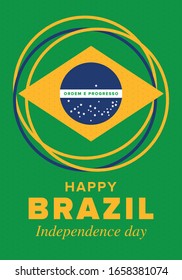 Brazil Independence Day. Happy national holiday. Freedom day. Celebrate annual in September 7. Brazil flag. Patriotic brazilian design. Poster, card, banner, template, background. Vector illustration