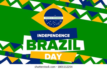 Brazil Independence Day. Happy national holiday. Freedom day. Celebrate annual in September 7. Brazil flag. Patriotic brazilian design. Poster, card, banner, template, background. Vector illustration