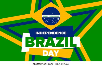 Brazil Independence Day. Happy national holiday. Freedom day. Celebrate annual in September 7. Brazil flag. Patriotic brazilian design. Poster, card, banner, template, background. Vector illustration