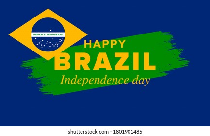 Brazil Independence Day. Happy national holiday. Freedom day. Celebrate annual in September 7. Brazil flag. Patriotic brazilian design. Poster, card, banner, template, background. Vector illustration