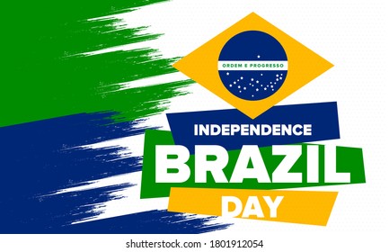 Brazil Independence Day. Happy national holiday. Freedom day. Celebrate annual in September 7. Brazil flag. Patriotic brazilian design. Poster, card, banner, template, background. Vector illustration
