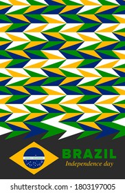 Brazil Independence Day. Happy national holiday. Freedom day. Celebrate annual in September 7. Brazil flag. Patriotic brazilian design. Poster, card, banner, template, background. Vector illustration