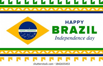 Brazil Independence Day. Happy national holiday. Freedom day. Celebrate annual in September 7. Brazil flag. Patriotic brazilian design. Poster, card, banner, template, background. Vector illustration