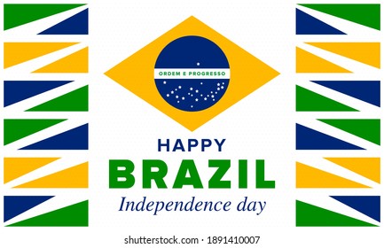 Brazil Independence Day. Happy national holiday. Freedom day. Celebrate annual in September 7. Brazil flag. Patriotic brazilian design. Poster, card, banner, template, background. Vector illustration