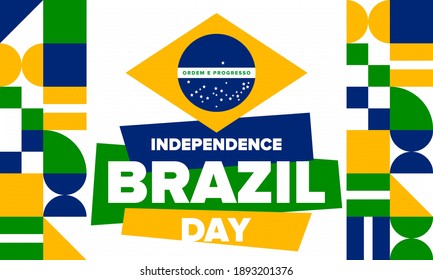 Brazil Independence Day. Happy national holiday. Freedom day. Celebrate annual in September 7. Brazil flag. Patriotic brazilian design. Poster, card, banner, template, background. Vector illustration