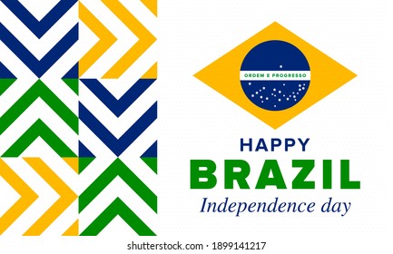 Brazil Independence Day. Happy national holiday. Freedom day. Celebrate annual in September 7. Brazil flag. Patriotic brazilian design. Poster, card, banner, template, background. Vector illustration