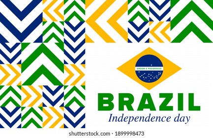 Brazil Independence Day. Happy national holiday. Freedom day. Celebrate annual in September 7. Brazil flag. Patriotic brazilian design. Poster, card, banner, template, background. Vector illustration