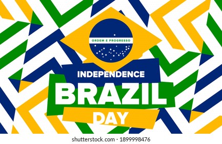 Brazil Independence Day. Happy national holiday. Freedom day. Celebrate annual in September 7. Brazil flag. Patriotic brazilian design. Poster, card, banner, template, background. Vector illustration