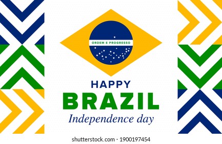 Brazil Independence Day. Happy national holiday. Freedom day. Celebrate annual in September 7. Brazil flag. Patriotic brazilian design. Poster, card, banner, template, background. Vector illustration