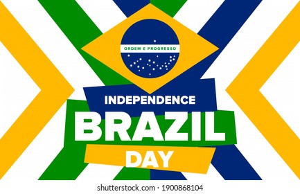 Brazil Independence Day. Happy national holiday. Freedom day. Celebrate annual in September 7. Brazil flag. Patriotic brazilian design. Poster, card, banner, template, background. Vector illustration