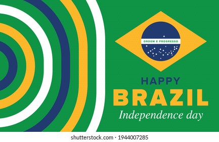 Brazil Independence Day. Happy national holiday. Freedom day. Celebrate annual in September 7. Brazil flag. Patriotic brazilian design. Poster, card, banner, template, background. Vector illustration